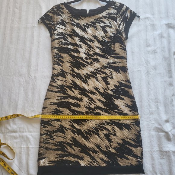 Eliza J, Sequined Shift Dress, Black and Bronze, Size 8 - Picture 12 of 14